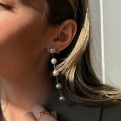 Blair Pearl & Crystal Earrings - Gold/Pearl