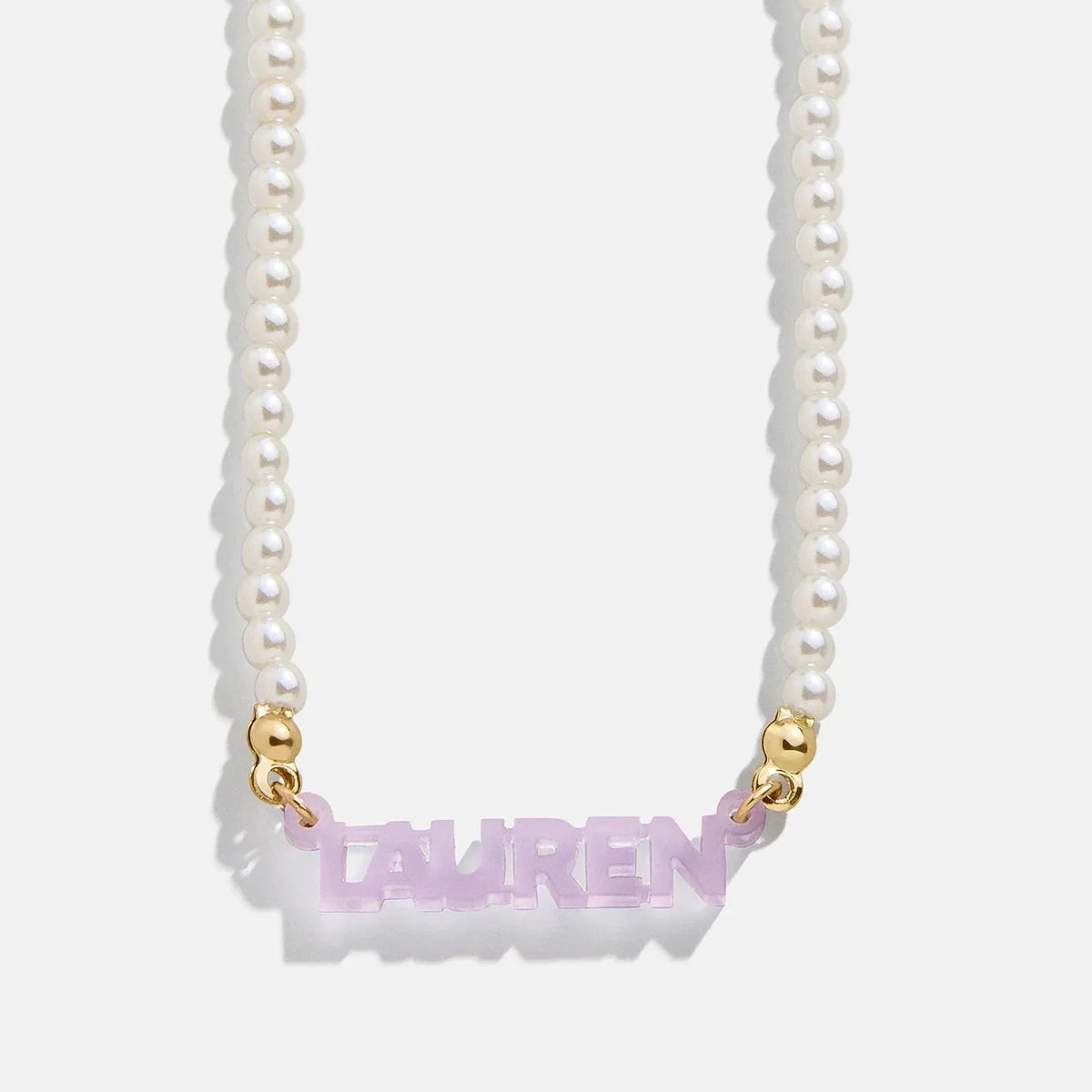 Beaded Kids' Custom Nameplate Necklace - Pearl