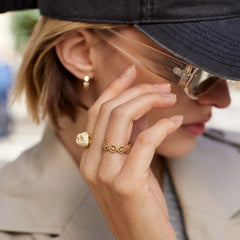 18K Gold Smiley Pavé Ring - Smiley Face