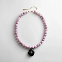 Jamie Semi-Precious Beaded Necklace - Light Amethyst/Black Hypersthene