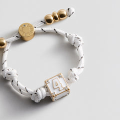 Block Party Varsity Number Custom Bracelet  - White Single Digit