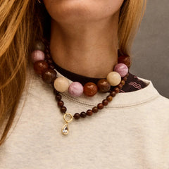 Jane Beaded Necklace - Brown Multi Bead