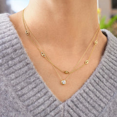14K Gold Birthstone Pendant Necklace - Crystal