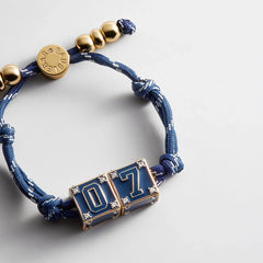 Block Party Varsity Number Custom Bracelet  - Navy Double Digit