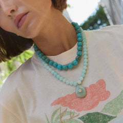 Jamie Semi-Precious Beaded Necklace - Light Turquoise/Jade