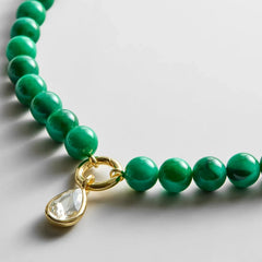 Janette Beaded Ring Necklace - Malachite