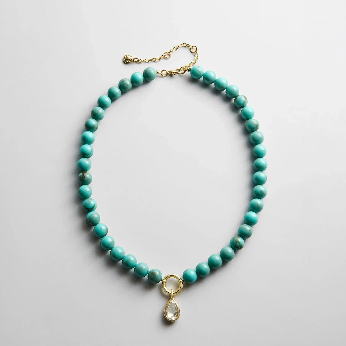 Janette Beaded Ring Necklace - Turquoise Bead