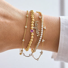 18K Gold Birthstone Pisa Bracelet - Garnet