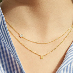 18K Gold Asymmetrical Heart Necklace - Heart