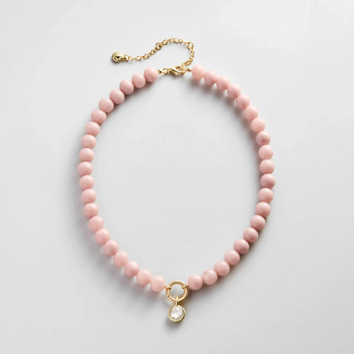 Janette Beaded Ring Necklace - Light Pink Bead