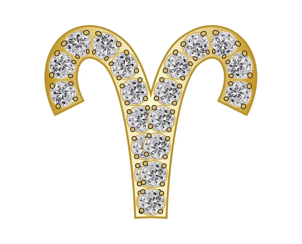 Aries Zodiac Icon - Pavé Gold