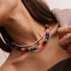 Joyce Semi-Precious Beaded Necklace - Dark Multi Bead
