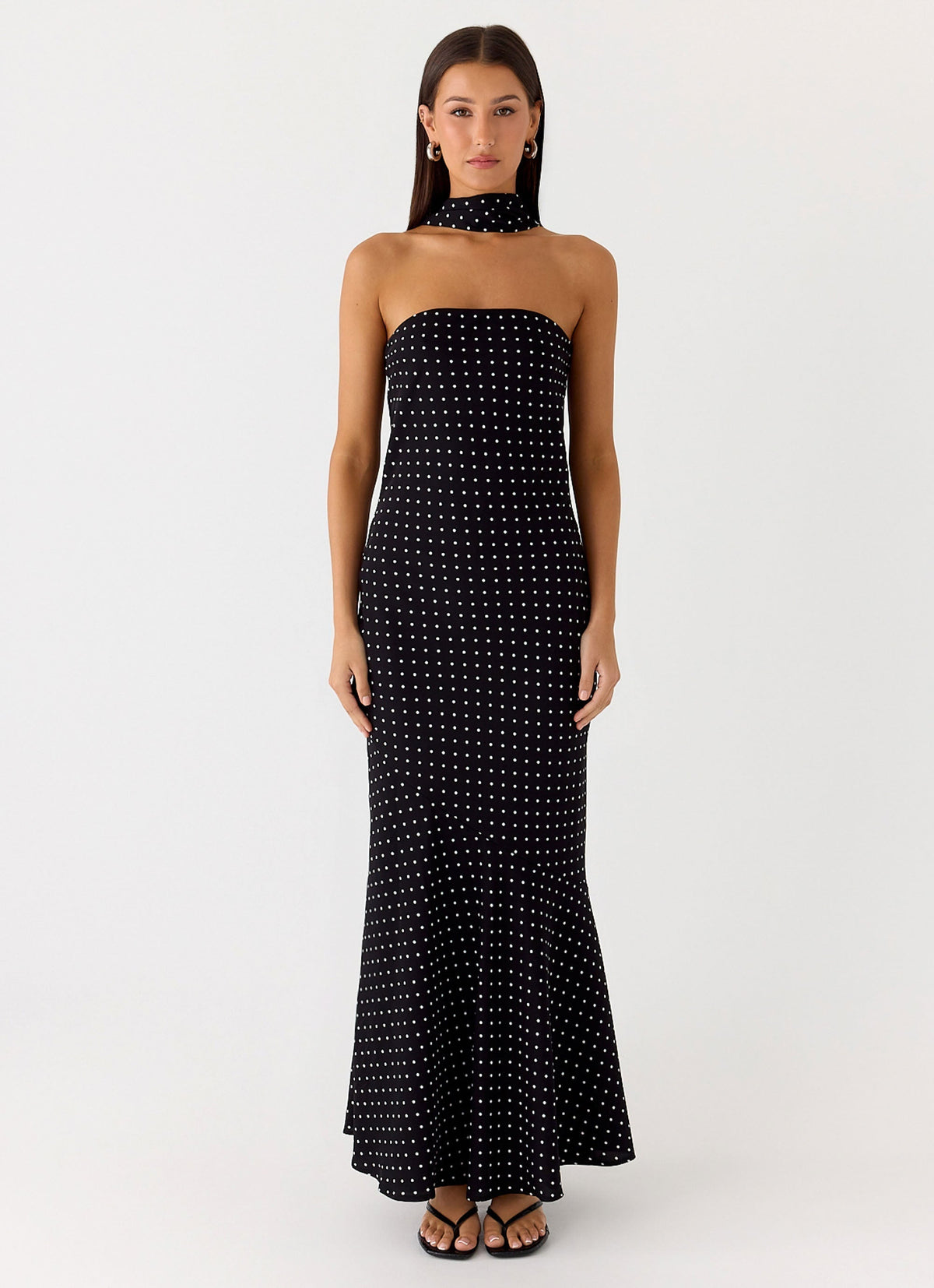 Pagoda Maxi Dress Black Polkadot