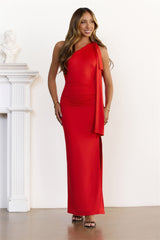 Radiance One-Shoulder Maxi Dress Red