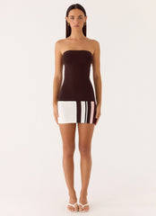 Straight Lines Knit Mini Dress Brown