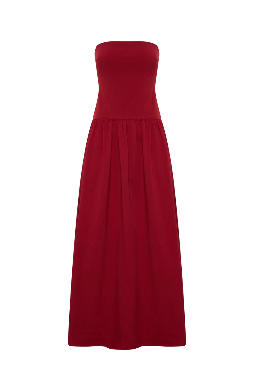 red maxi dress amazon Women's Thessa Maxi Dress Red in Size Large by Outcast